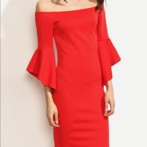 🎉Host Pick🎉🎀NEW🎀 Red Off The Shoulder Dress - Picture 2 of 8